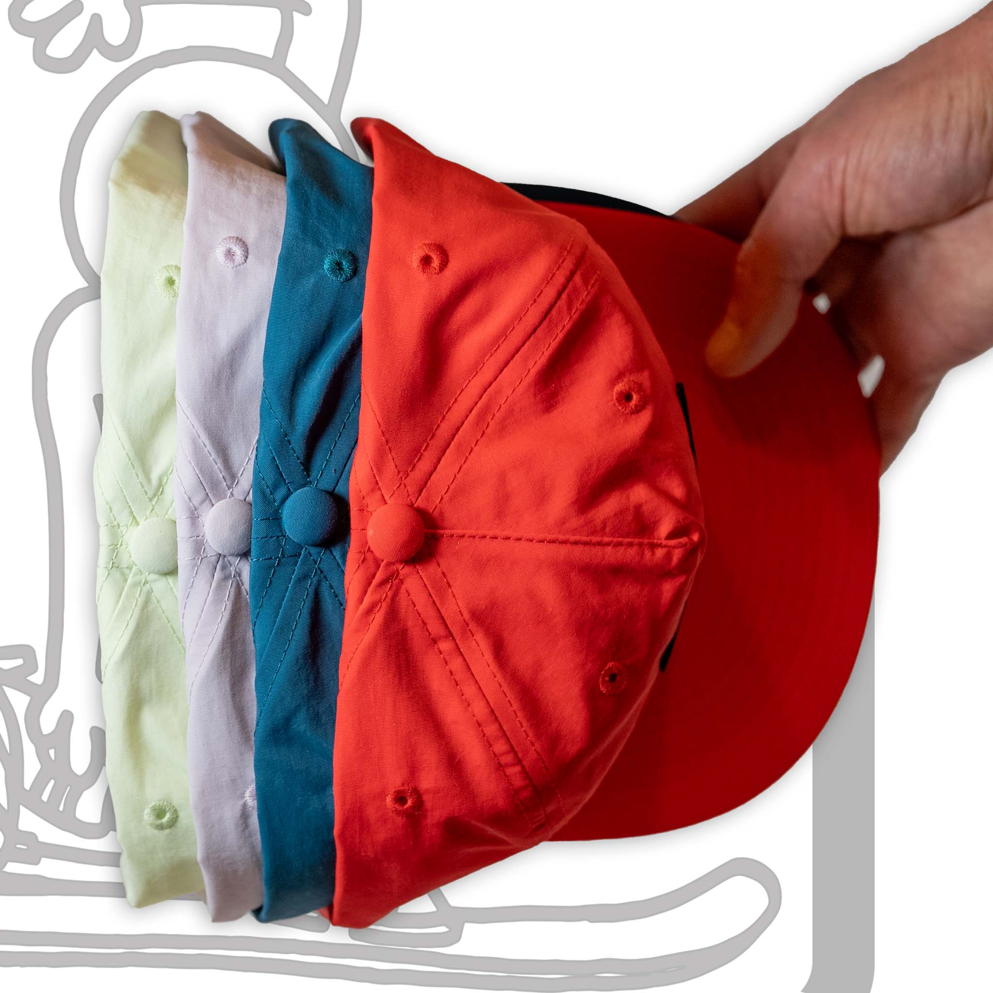 KeepTeleWeird_5PanelHat_ALL_Hold_TELECOLO.jpg