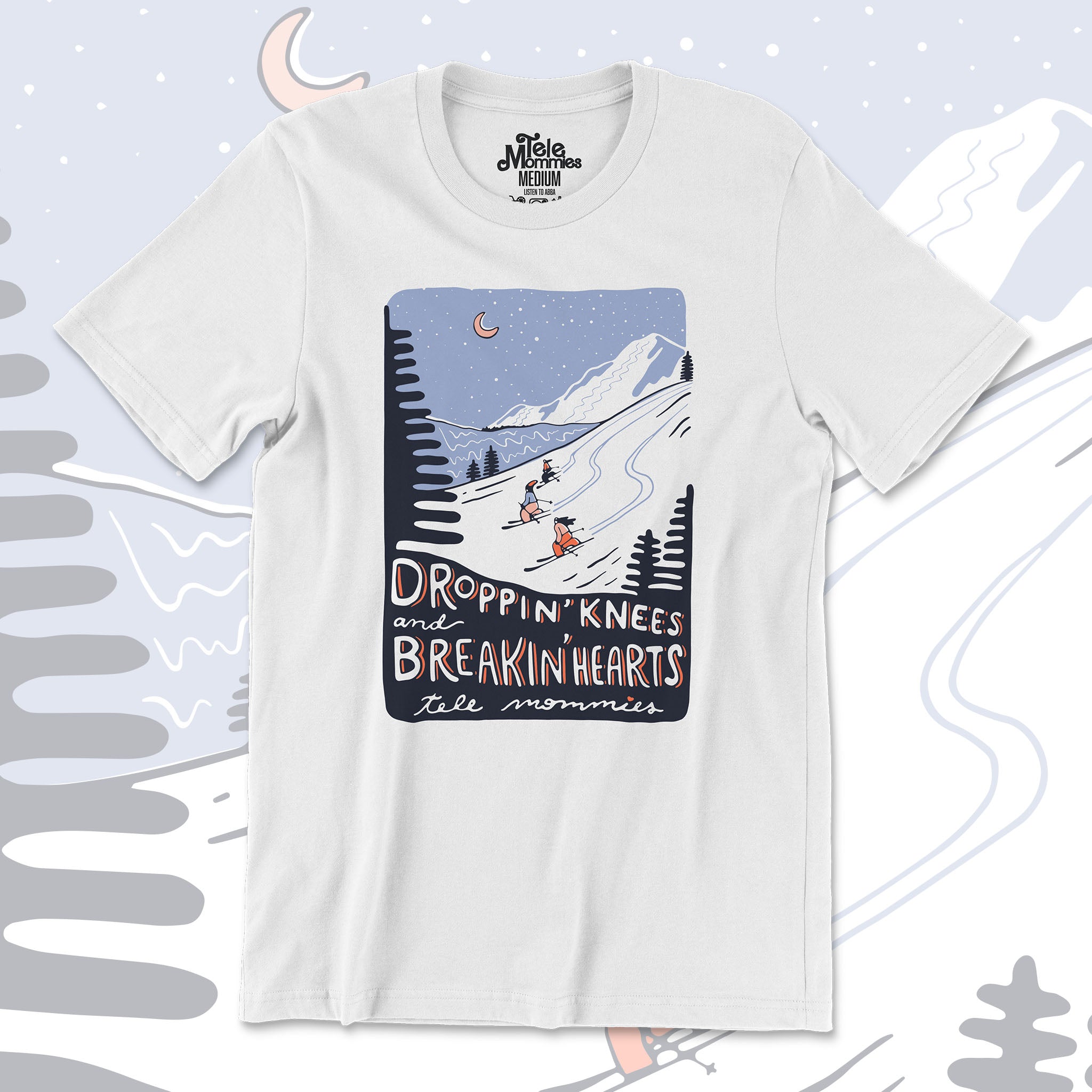 TeleMommies_BreakinHearts_Tele_Colo_t-shirt_telemark_front_white_unisex.jpg