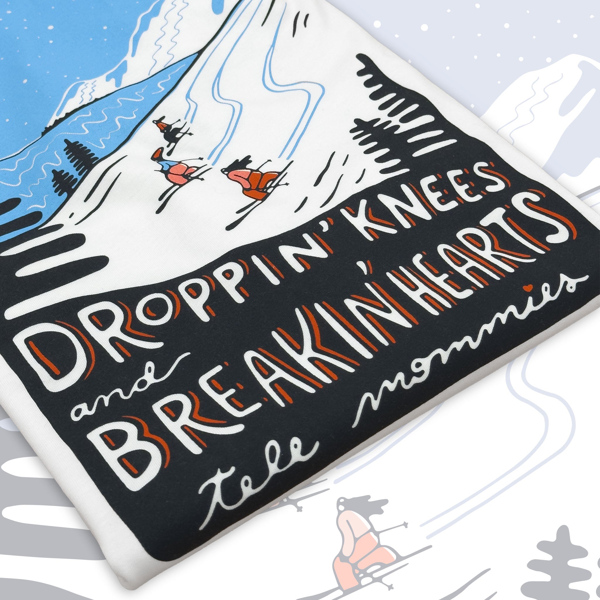 TeleMommies_BreakinHearts_Tele_Colo_t-shirt_telemark_oblique_fold_white_unisex.jpg
